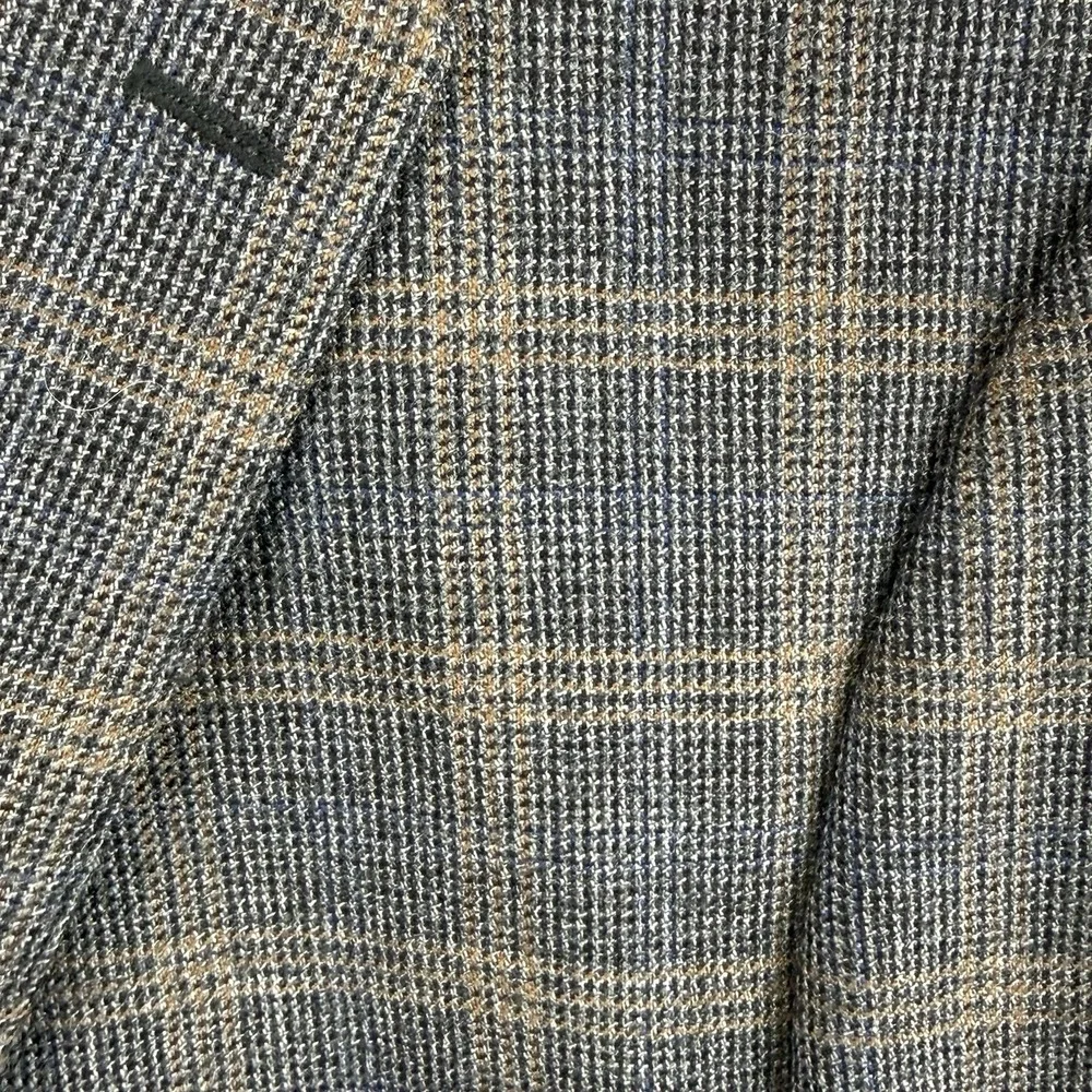 Saks Fifth‎ Avenue Black Label Blazer Men 46R Wool Black/Blue/Tan Elbow Patches